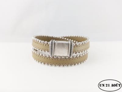 bracelet femme cuir perlé 2 tours