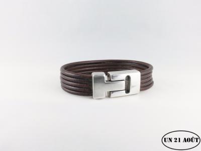 Bracelet cuir rond 0.3 X 4 fermoir magnétique