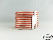 bracelet coton manchette rayée beige et corail