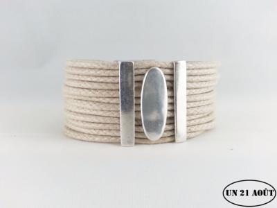 Bracelet coton 3 cm passant ovale 