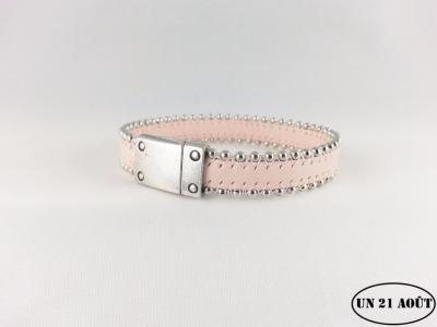 Bracelet femme cuir perlé 1 tour