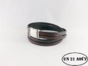 Bracelet homme en cuir marron , fermoir magnétique