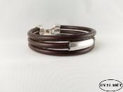 Bracelet homme cuir 0.5 cm 1 passant tube 